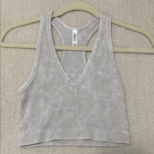 Zenana Outfitters Light Gray Ribbed Crop Top